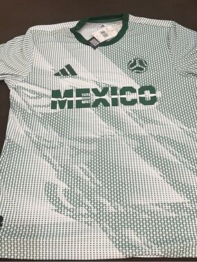 adidas White and Green Mexico Soccer Jersey